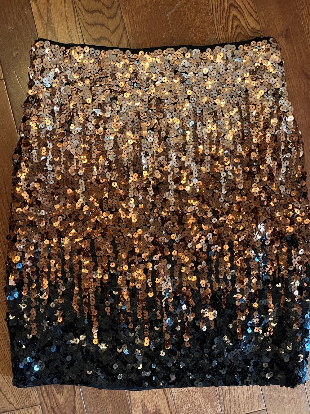 Sequined Ombre Mini Skirt in Gold and Black